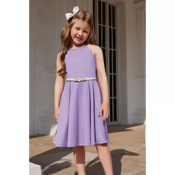 Arshiner Girls' Dress Halter Neck Summer Sundress Sleeveless Elegant A-line Pockets Party Dress