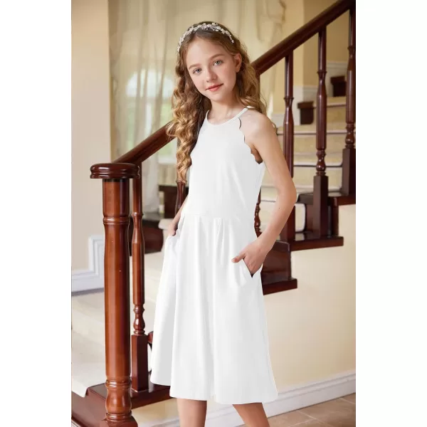 Arshiner Girls' Dress Halter Neck Summer Sundress Sleeveless Elegant A-line Pockets Party Dress