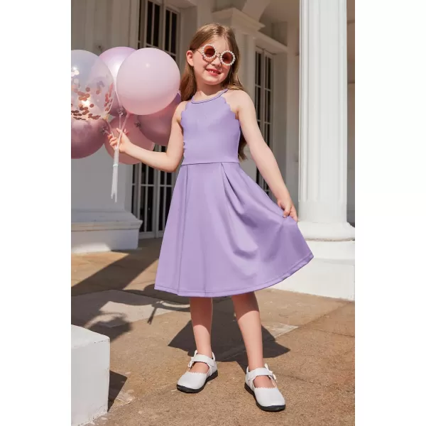 Arshiner Girls' Dress Halter Neck Summer Sundress Sleeveless Elegant A-line Pockets Party Dress