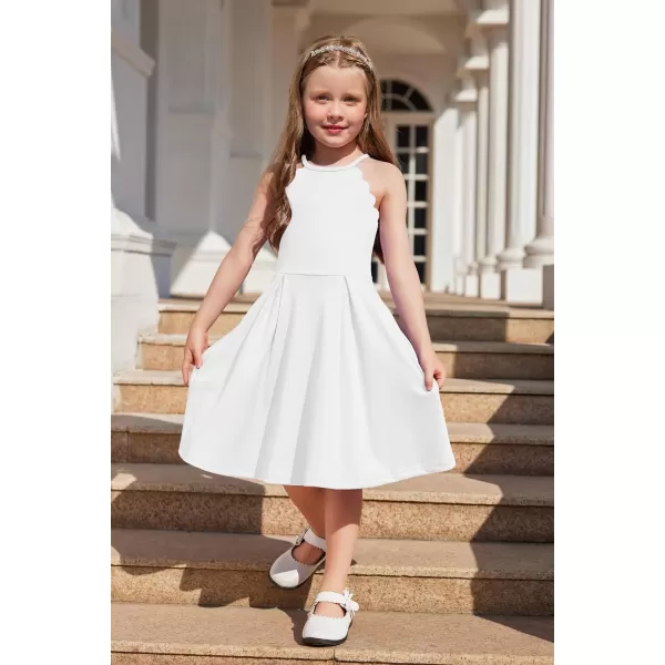 Arshiner Girls' Dress Halter Neck Summer Sundress Sleeveless Elegant A-line Pockets Party Dress