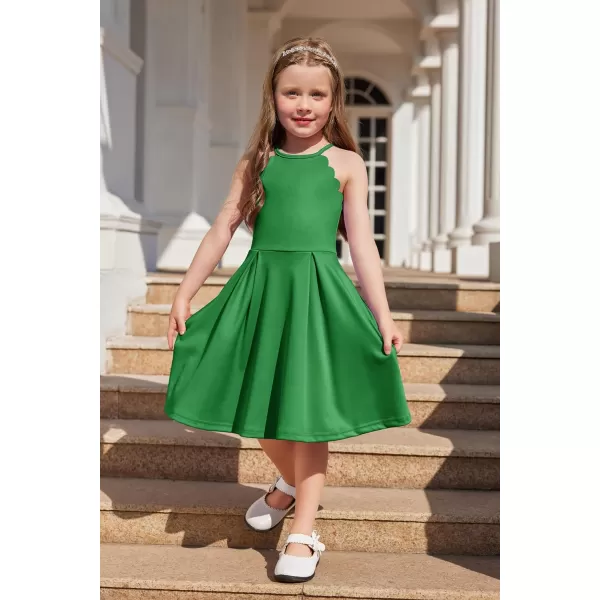 Arshiner Girls' Dress Halter Neck Summer Sundress Sleeveless Elegant A-line Pockets Party Dress