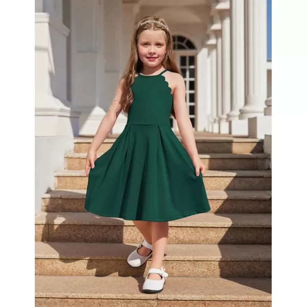 Arshiner Girls' Dress Halter Neck Summer Sundress Sleeveless Elegant A-line Pockets Party Dress