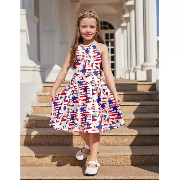 Arshiner Girls' Dress Halter Neck Summer Sundress Sleeveless Elegant A-line Pockets Party Dress