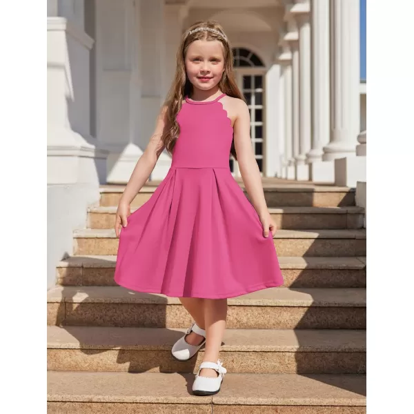 Arshiner Girls' Dress Halter Neck Summer Sundress Sleeveless Elegant A-line Pockets Party Dress