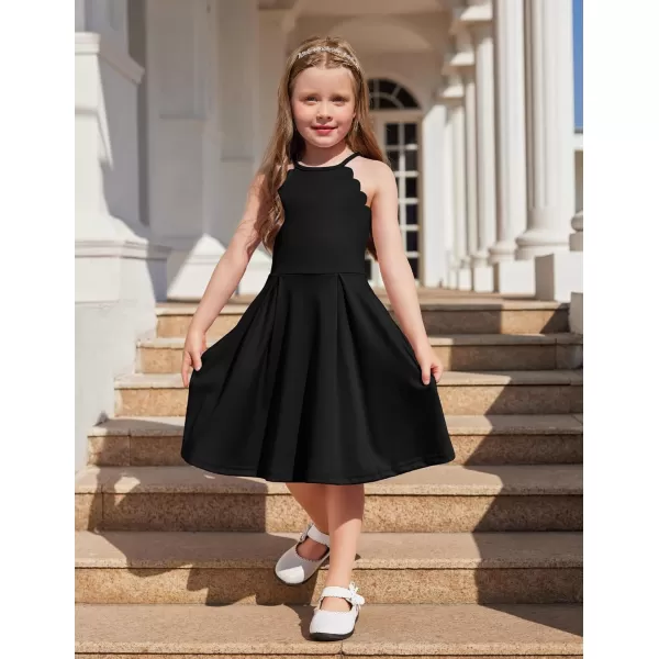 Arshiner Girls' Dress Halter Neck Summer Sundress Sleeveless Elegant A-line Pockets Party Dress
