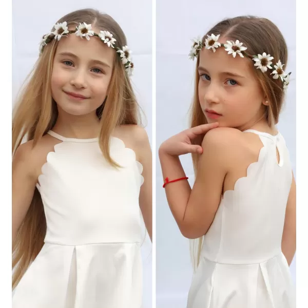 Arshiner Girls' Dress Halter Neck Summer Sundress Sleeveless Elegant A-line Pockets Party Dress