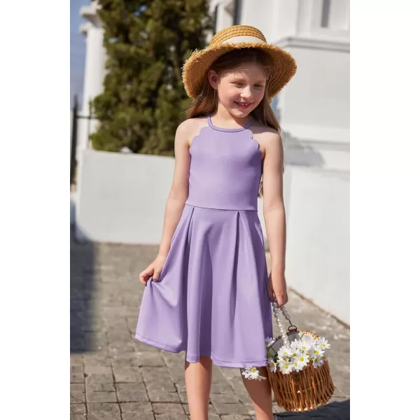 Arshiner Girls' Dress Halter Neck Summer Sundress Sleeveless Elegant A-line Pockets Party Dress