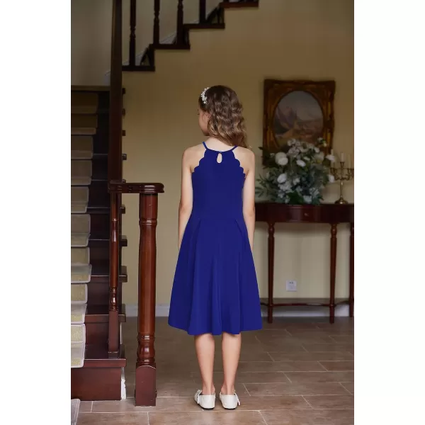 Arshiner Girls' Dress Halter Neck Summer Sundress Sleeveless Elegant A-line Pockets Party Dress