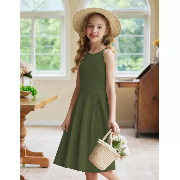Arshiner Girls' Dress Halter Neck Summer Sundress Sleeveless Elegant A-line Pockets Party Dress