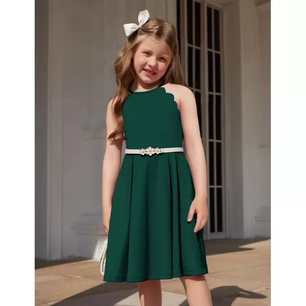 Arshiner Girls' Dress Halter Neck Summer Sundress Sleeveless Elegant A-line Pockets Party Dress