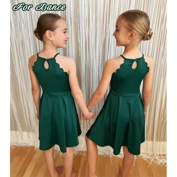 Arshiner Girls' Dress Halter Neck Summer Sundress Sleeveless Elegant A-line Pockets Party Dress