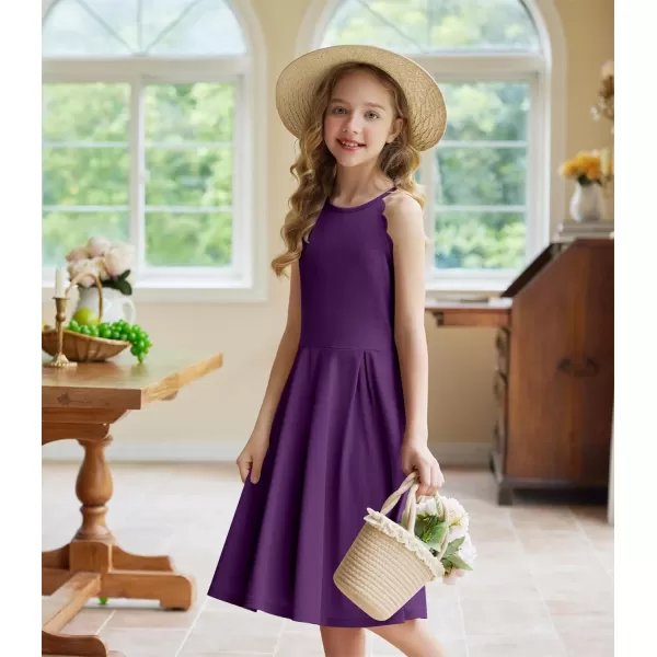 Arshiner Girls' Dress Halter Neck Summer Sundress Sleeveless Elegant A-line Pockets Party Dress