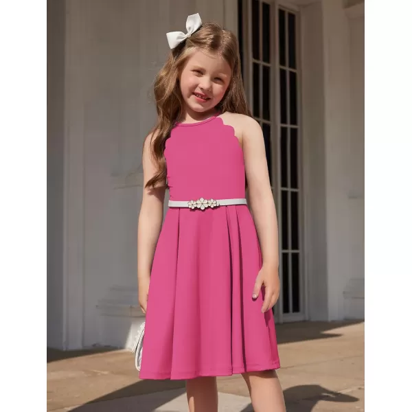 Arshiner Girls' Dress Halter Neck Summer Sundress Sleeveless Elegant A-line Pockets Party Dress