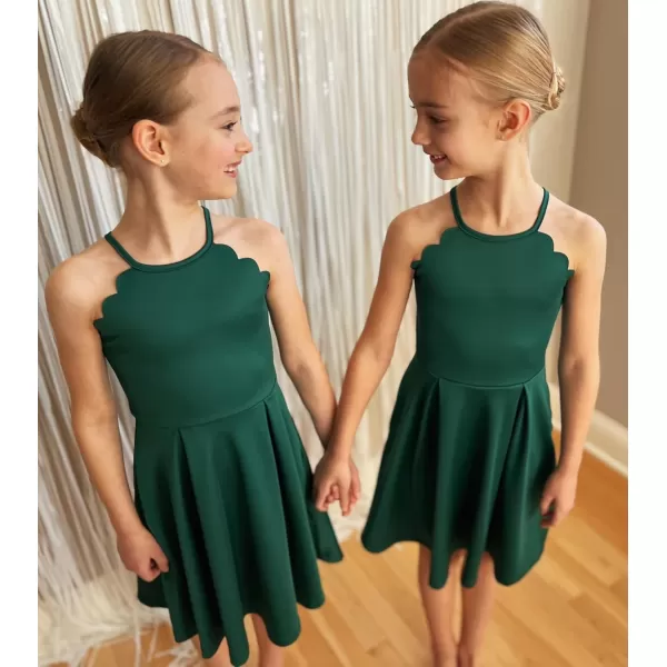 Arshiner Girls' Dress Halter Neck Summer Sundress Sleeveless Elegant A-line Pockets Party Dress