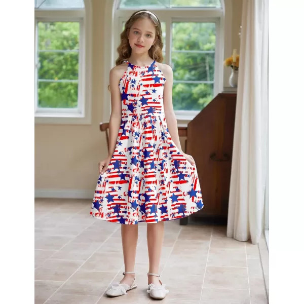 Arshiner Girls' Dress Halter Neck Summer Sundress Sleeveless Elegant A-line Pockets Party Dress
