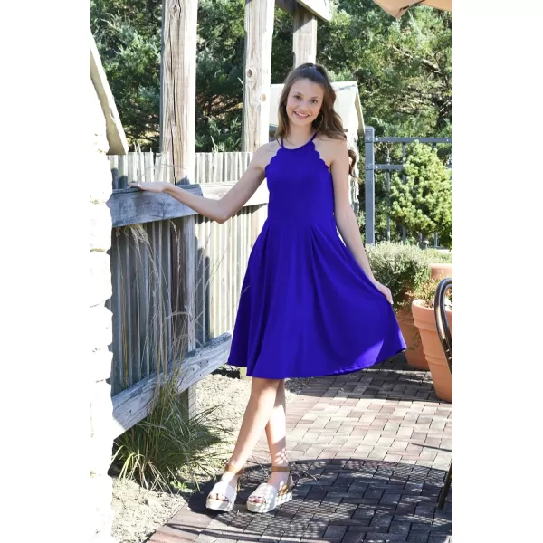 Arshiner Girls' Dress Halter Neck Summer Sundress Sleeveless Elegant A-line Pockets Party Dress