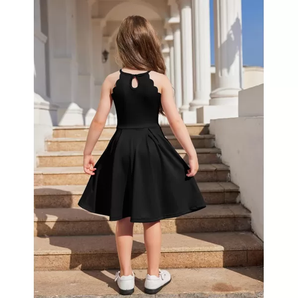 Arshiner Girls' Dress Halter Neck Summer Sundress Sleeveless Elegant A-line Pockets Party Dress