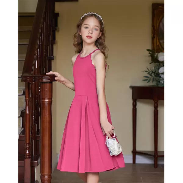 Arshiner Girls' Dress Halter Neck Summer Sundress Sleeveless Elegant A-line Pockets Party Dress