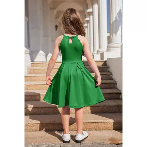 Arshiner Girls' Dress Halter Neck Summer Sundress Sleeveless Elegant A-line Pockets Party Dress
