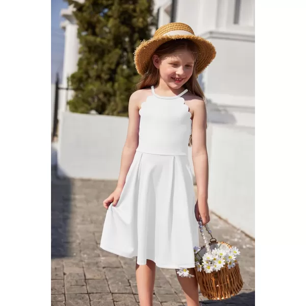 Arshiner Girls' Dress Halter Neck Summer Sundress Sleeveless Elegant A-line Pockets Party Dress