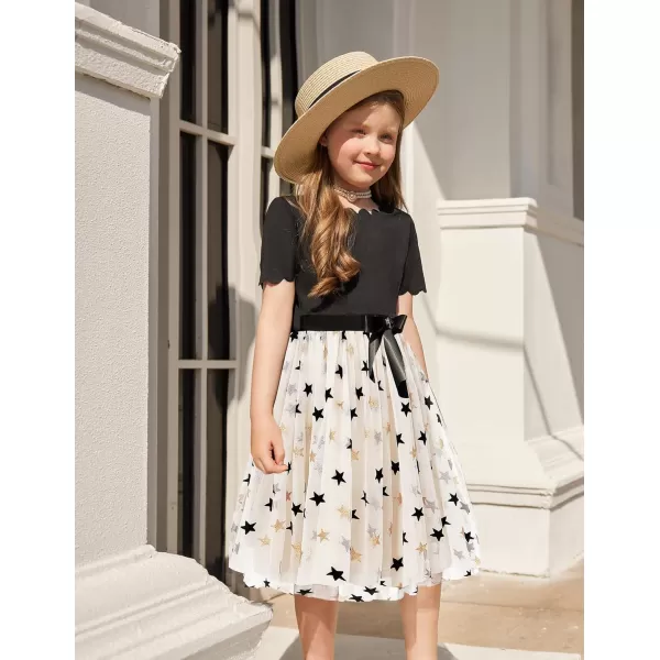 Arshiner Girls Dress Tutu Fluffy Summer Dresses Belted Wedding Party Flower Girls' Dress Size 3-11 Years