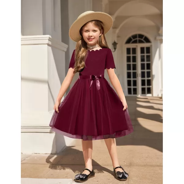Arshiner Girls Dress Tutu Fluffy Summer Dresses Belted Wedding Party Flower Girls' Dress Size 3-11 Years
