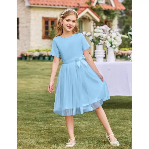 Arshiner Girls Dress Tutu Fluffy Summer Dresses Belted Wedding Party Flower Girls' Dress Size 3-11 Years