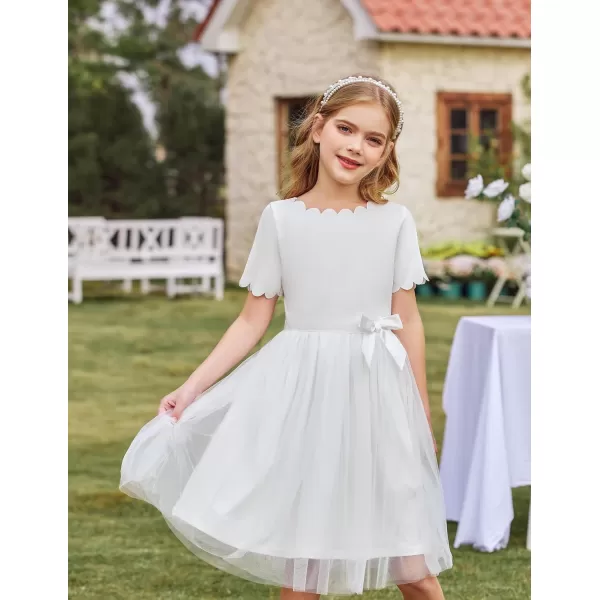 Arshiner Girls Dress Tutu Fluffy Summer Dresses Belted Wedding Party Flower Girls' Dress Size 3-11 Years