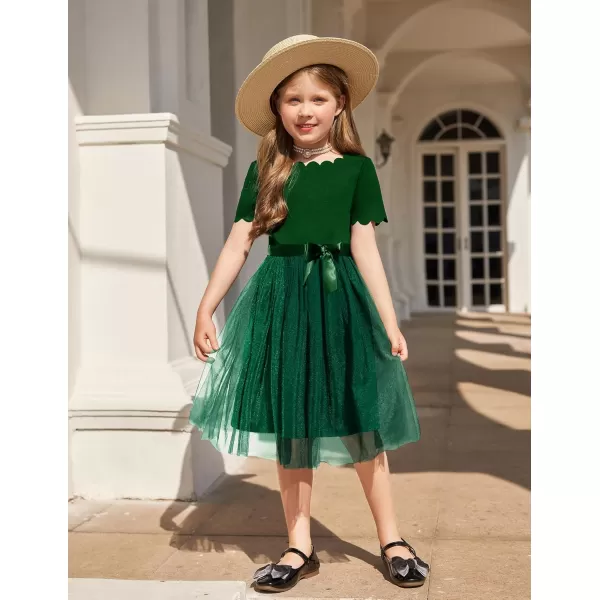Arshiner Girls Dress Tutu Fluffy Summer Dresses Belted Wedding Party Flower Girls' Dress Size 3-11 Years