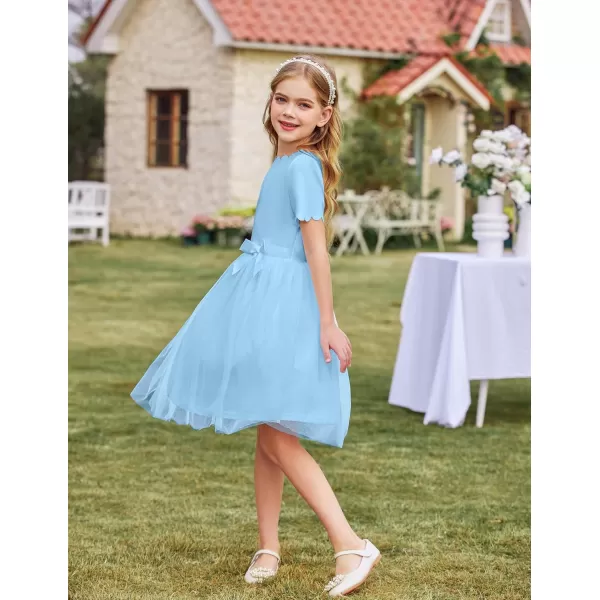 Arshiner Girls Dress Tutu Fluffy Summer Dresses Belted Wedding Party Flower Girls' Dress Size 3-11 Years