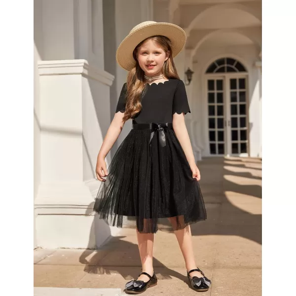 Arshiner Girls Dress Tutu Fluffy Summer Dresses Belted Wedding Party Flower Girls' Dress Size 3-11 Years