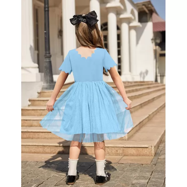 Arshiner Girls Dress Tutu Fluffy Summer Dresses Belted Wedding Party Flower Girls' Dress Size 3-11 Years