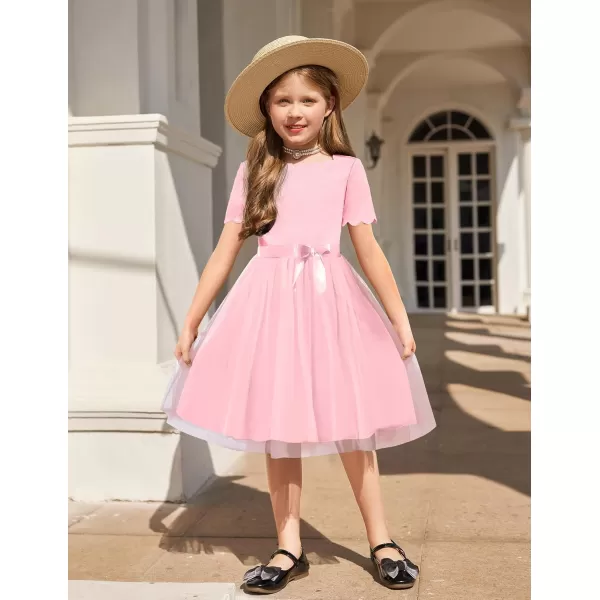 Arshiner Girls Dress Tutu Fluffy Summer Dresses Belted Wedding Party Flower Girls' Dress Size 3-11 Years