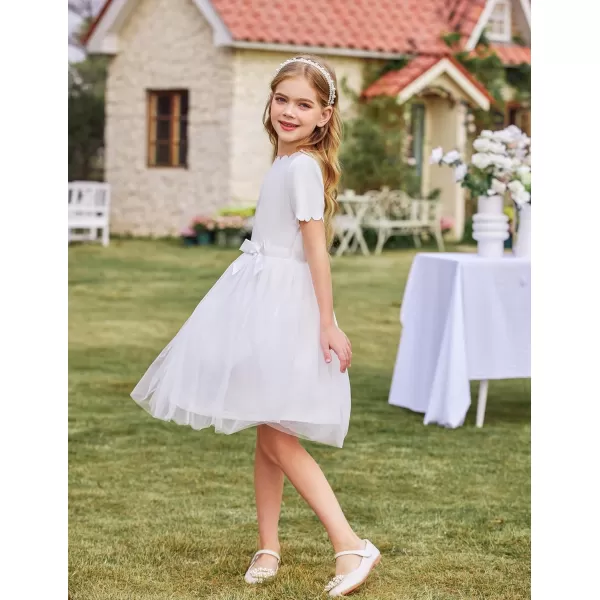 Arshiner Girls Dress Tutu Fluffy Summer Dresses Belted Wedding Party Flower Girls' Dress Size 3-11 Years