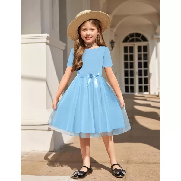 Arshiner Girls Dress Tutu Fluffy Summer Dresses Belted Wedding Party Flower Girls' Dress Size 3-11 Years