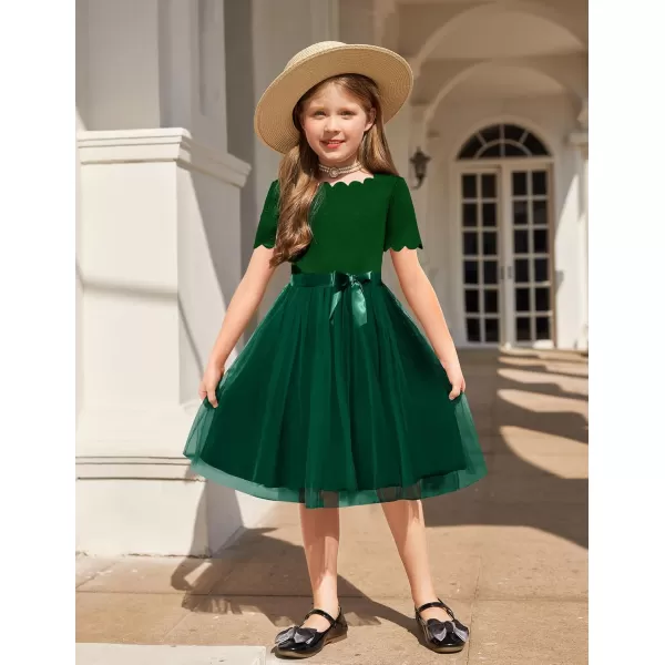 Arshiner Girls Dress Tutu Fluffy Summer Dresses Belted Wedding Party Flower Girls' Dress Size 3-11 Years
