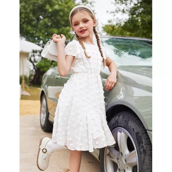 Arshiner Girls Girly Dress Swiss Dot Ruffle Short Sleeve Twirly Cute Dresses for 5-12 Years Old