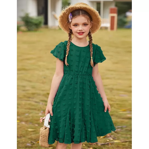 Arshiner Girls Girly Dress Swiss Dot Ruffle Short Sleeve Twirly Cute Dresses for 5-12 Years Old