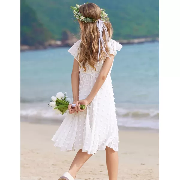 Arshiner Girls Girly Dress Swiss Dot Ruffle Short Sleeve Twirly Cute Dresses for 5-12 Years Old