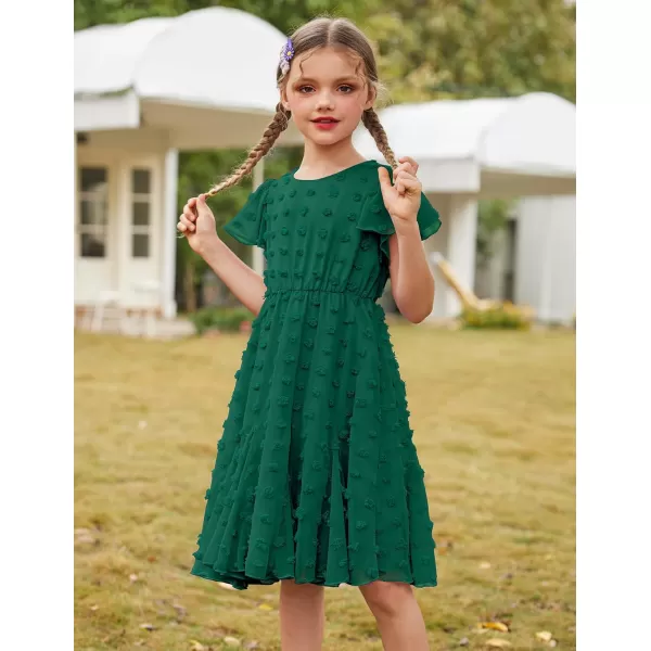 Arshiner Girls Girly Dress Swiss Dot Ruffle Short Sleeve Twirly Cute Dresses for 5-12 Years Old
