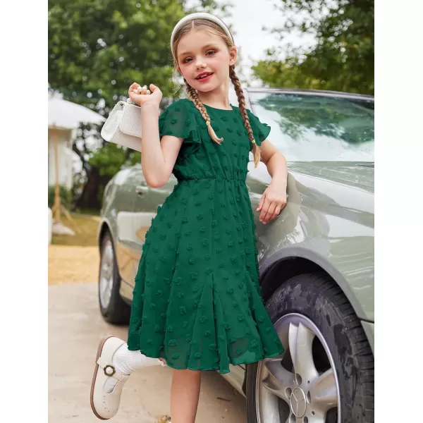 Arshiner Girls Girly Dress Swiss Dot Ruffle Short Sleeve Twirly Cute Dresses for 5-12 Years Old