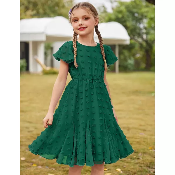 Arshiner Girls Girly Dress Swiss Dot Ruffle Short Sleeve Twirly Cute Dresses for 5-12 Years Old