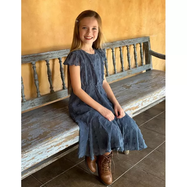 Arshiner Girls Girly Dress Swiss Dot Ruffle Short Sleeve Twirly Cute Dresses for 5-12 Years Old