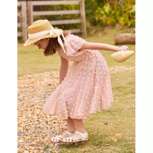 Arshiner Girls Girly Dress Swiss Dot Ruffle Short Sleeve Twirly Cute Dresses for 5-12 Years Old