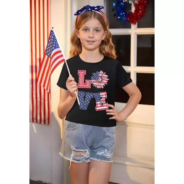 Arshiner Girls July 4th American Flag T Shirts Crop Top Short Sleeve Shirt Tee