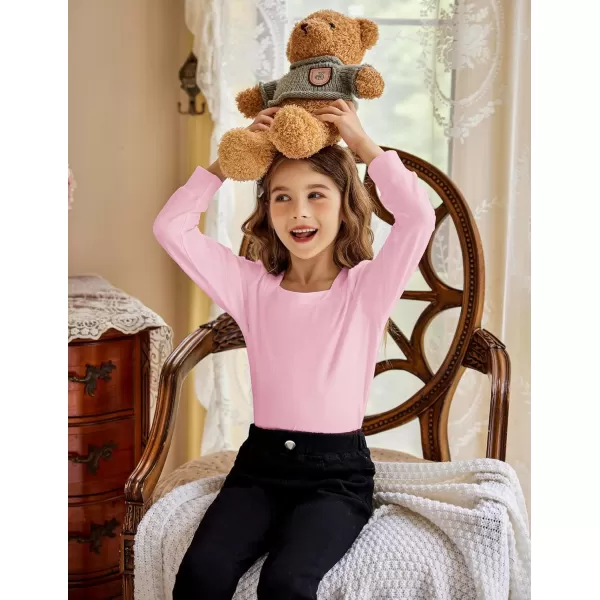 Arshiner Girls Shirt Casual Square Neck Long Sleeve Shirts Fall Winter Tunic Tops For Girls 5-12 Years