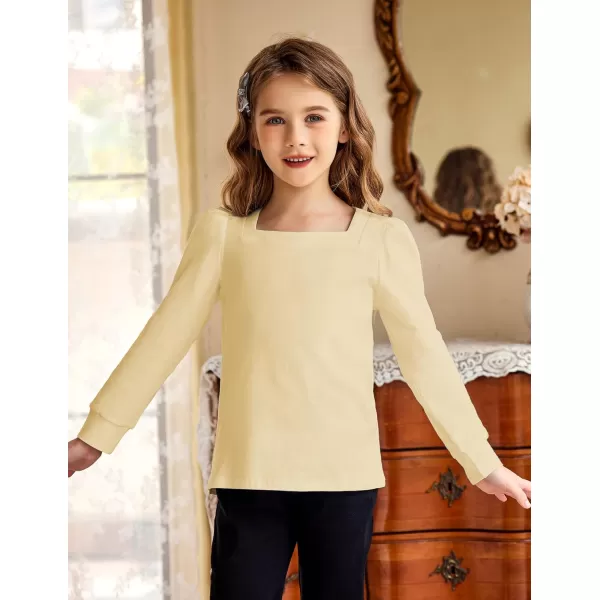 Arshiner Girls Shirt Casual Square Neck Long Sleeve Shirts Fall Winter Tunic Tops For Girls 5-12 Years