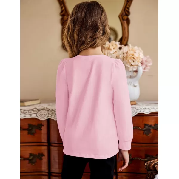 Arshiner Girls Shirt Casual Square Neck Long Sleeve Shirts Fall Winter Tunic Tops For Girls 5-12 Years
