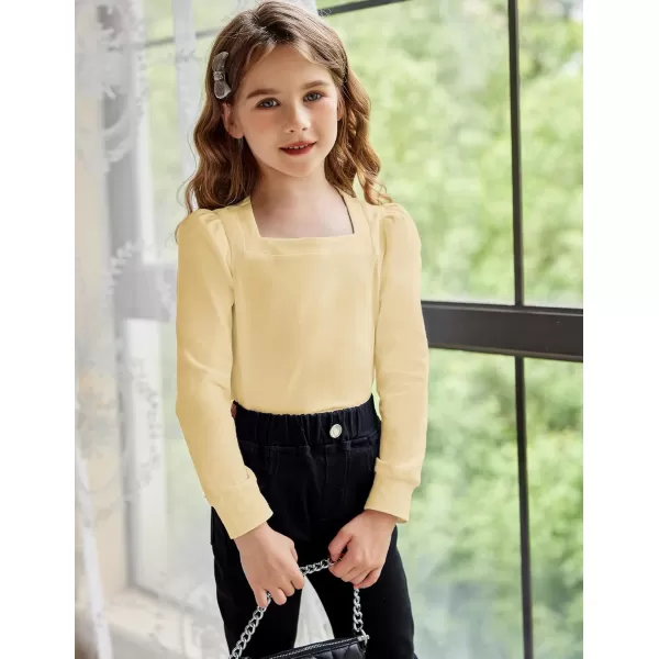 Arshiner Girls Shirt Casual Square Neck Long Sleeve Shirts Fall Winter Tunic Tops For Girls 5-12 Years