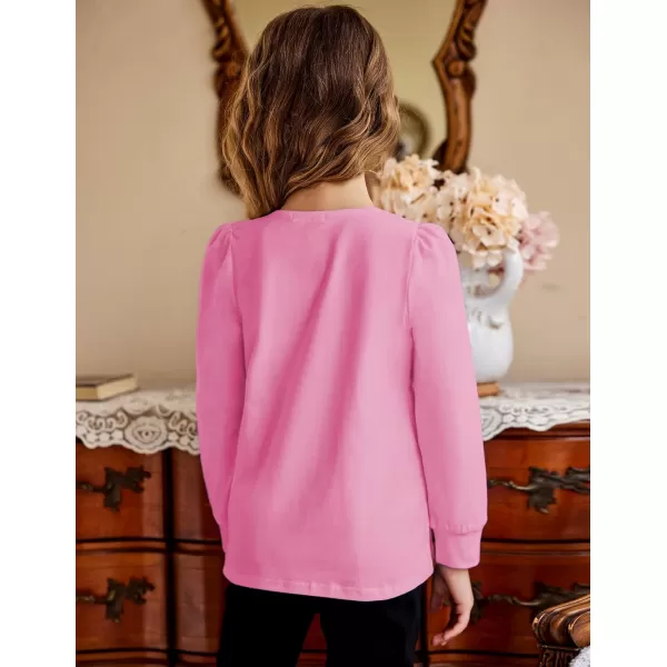 Arshiner Girls Shirt Casual Square Neck Long Sleeve Shirts Fall Winter Tunic Tops For Girls 5-12 Years